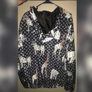 Animal Print Black Zip Up